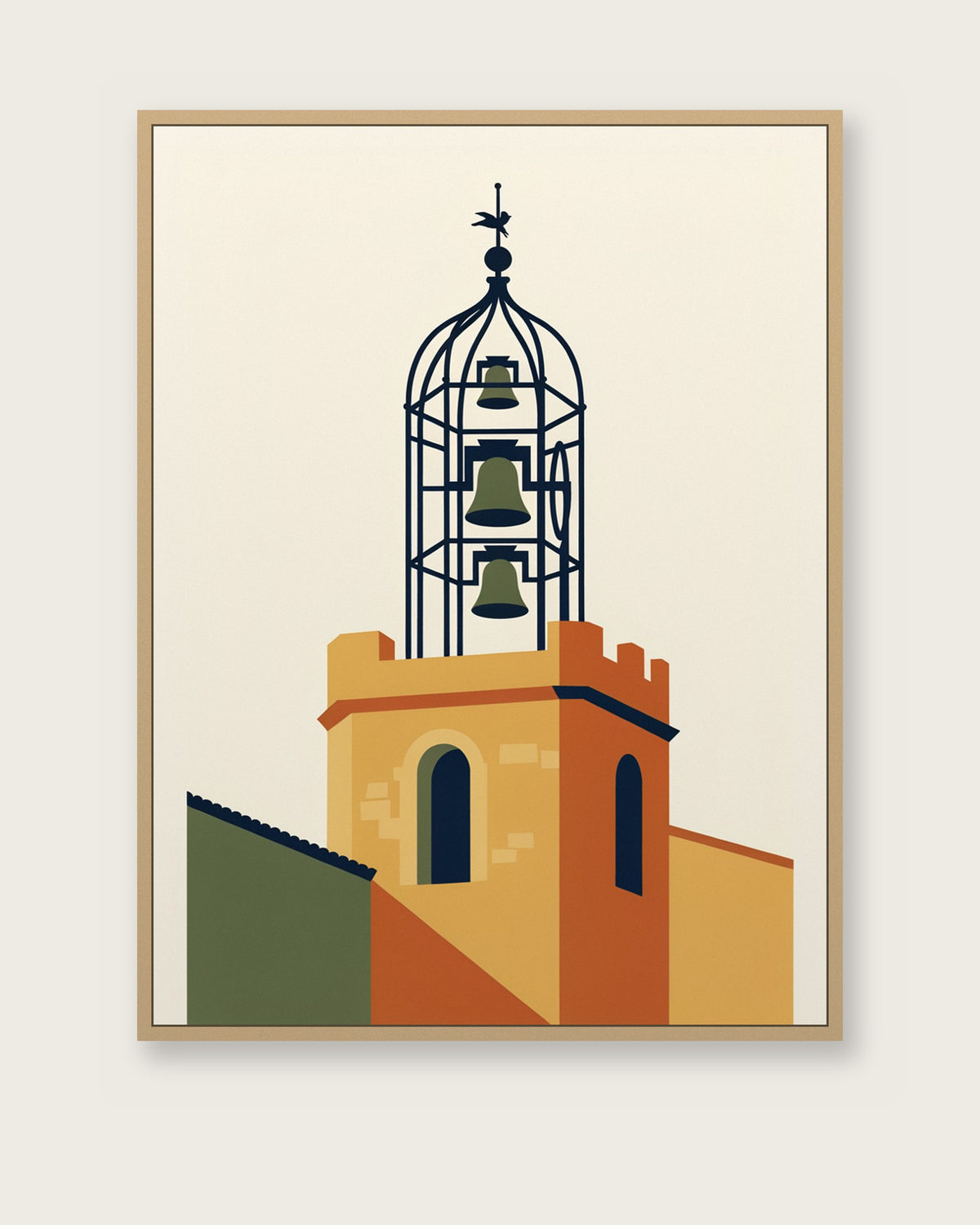 Le Tableau — Le Campanile, toile encadrée chêne clair