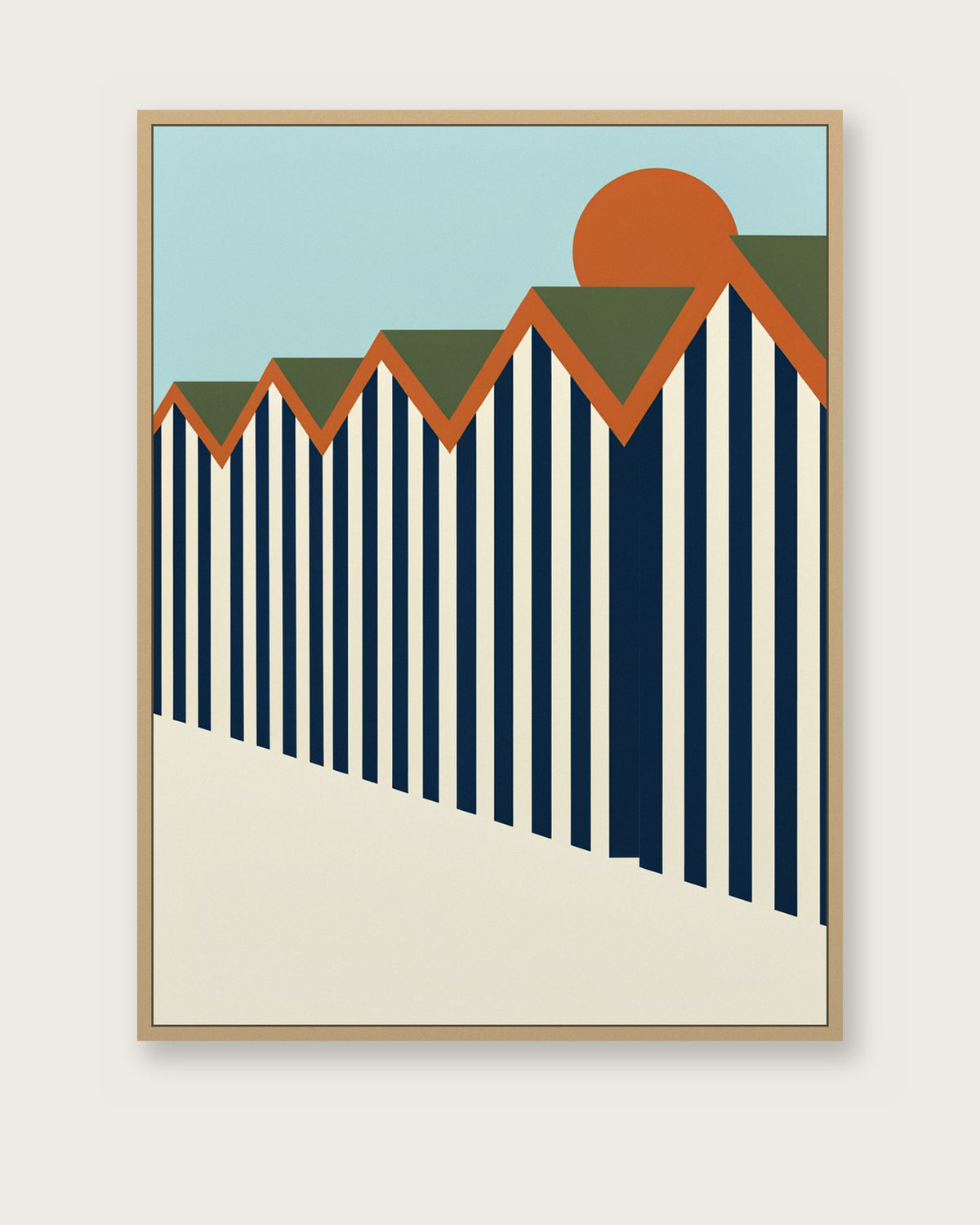 Le Tableau — Les Cabines, toile encadrée chêne clair