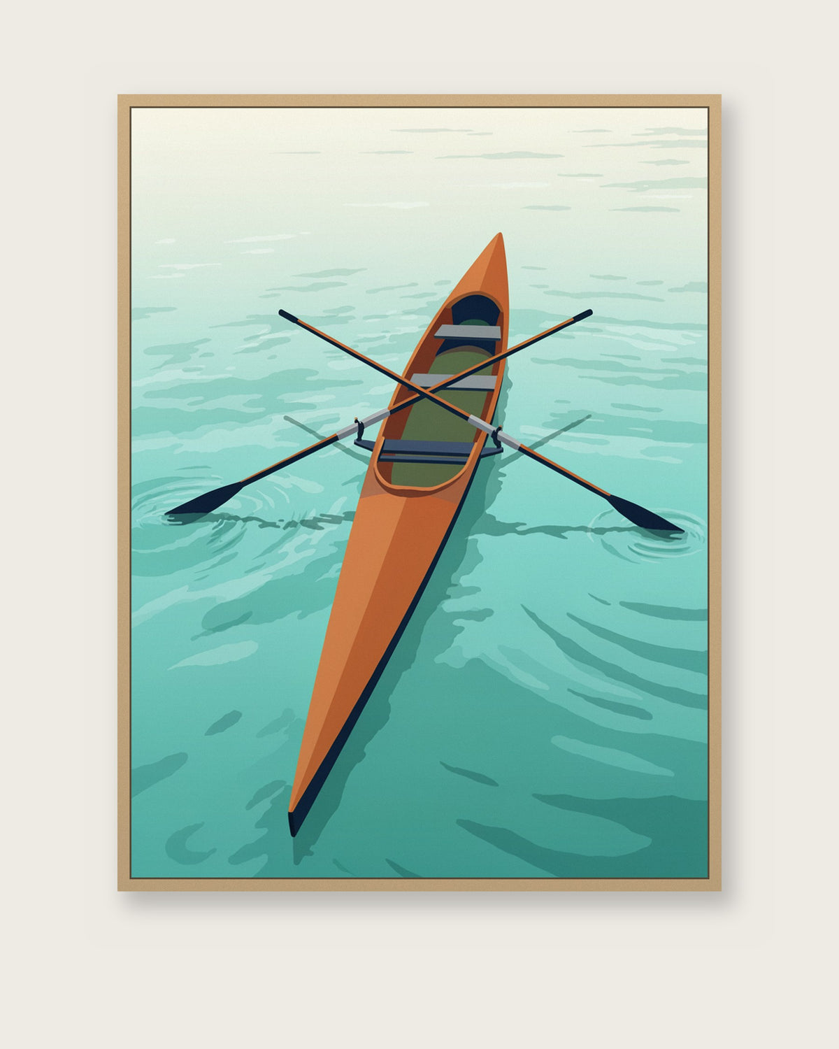 Le Tableau — L'Aviron, toile encadrée chêne clair