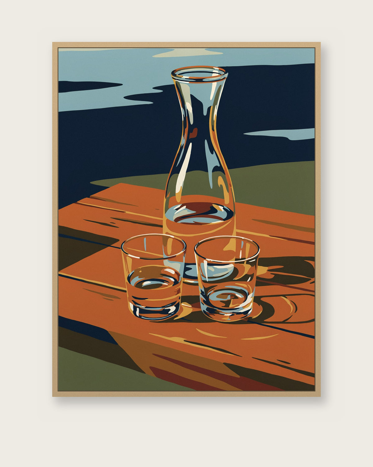Le Tableau — La Carafe, toile encadrée chêne clair