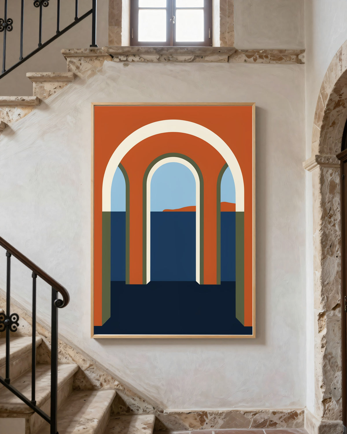 Le Tableau — Les Arches, toile encadrée chêne clair