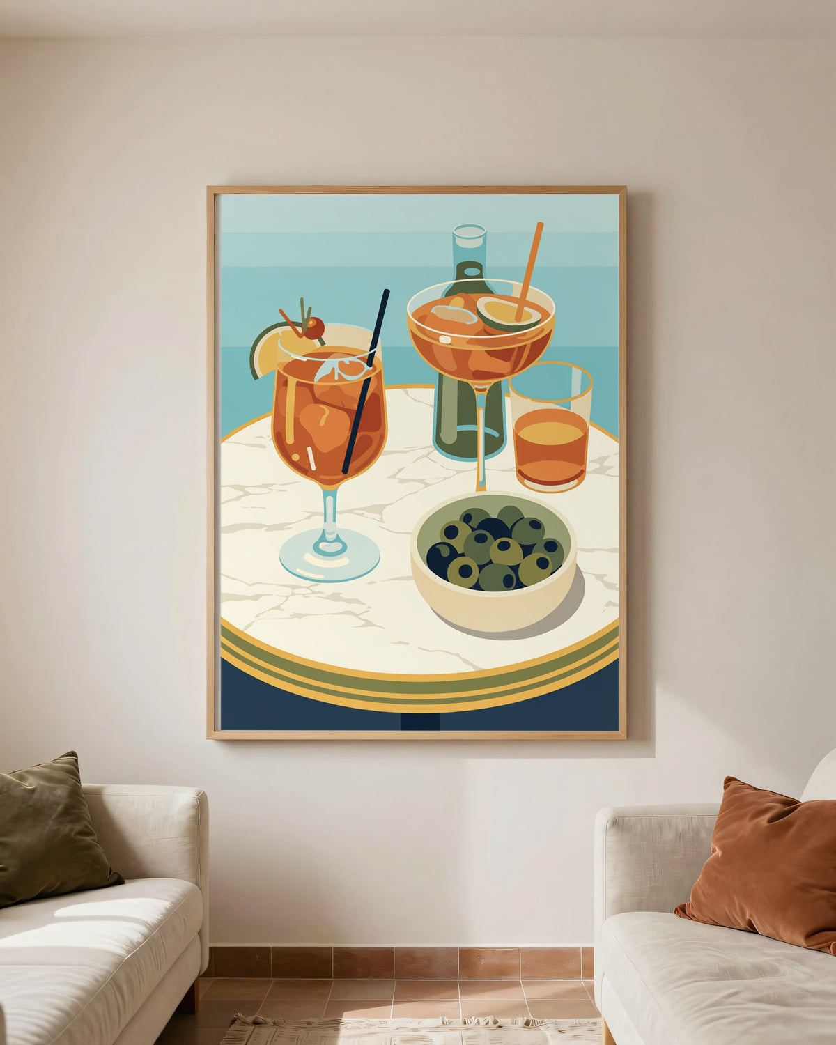 Le Tableau — L'Apéritif, toile encadrée chêne clair