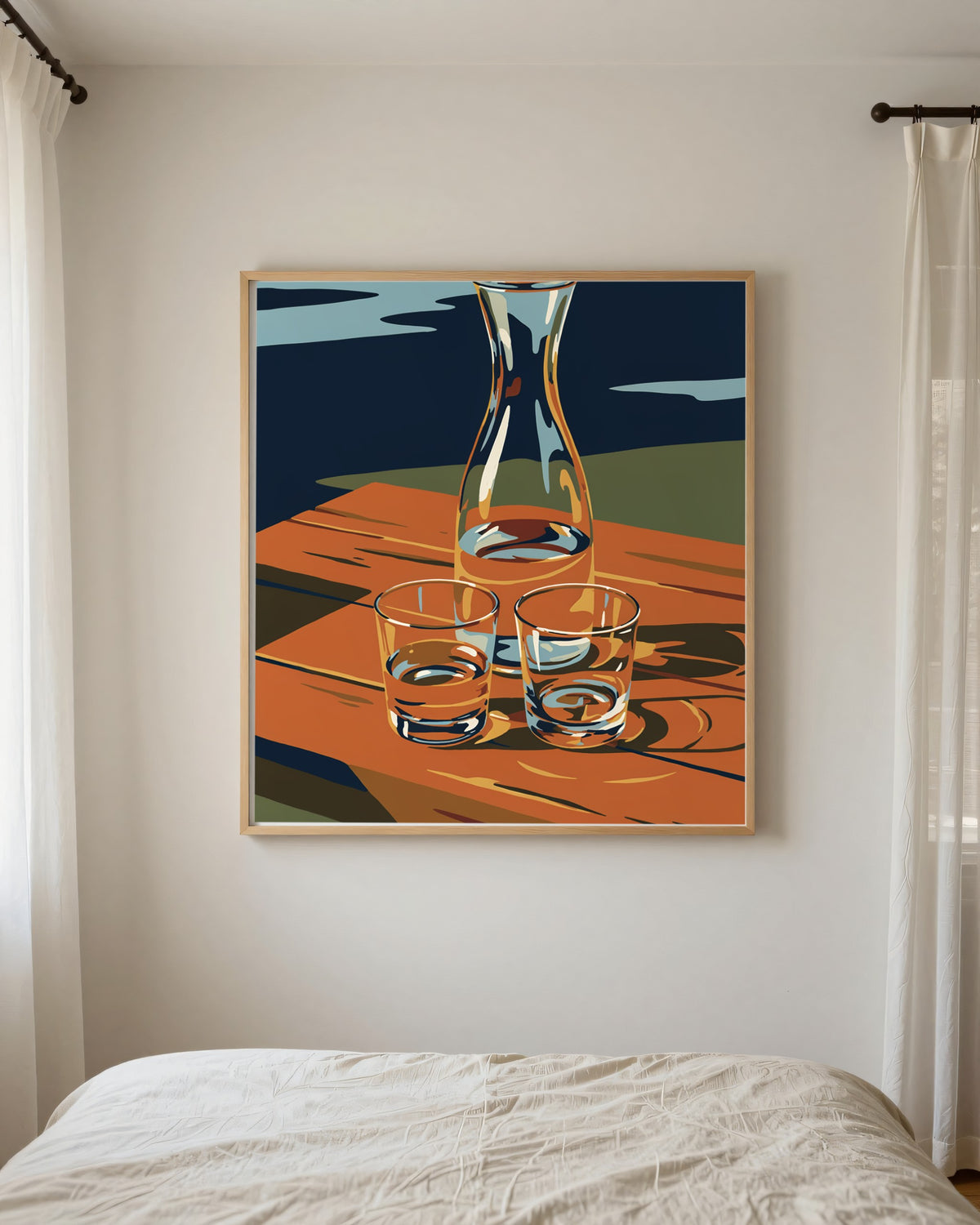 Le Tableau — La Carafe, toile encadrée chêne clair