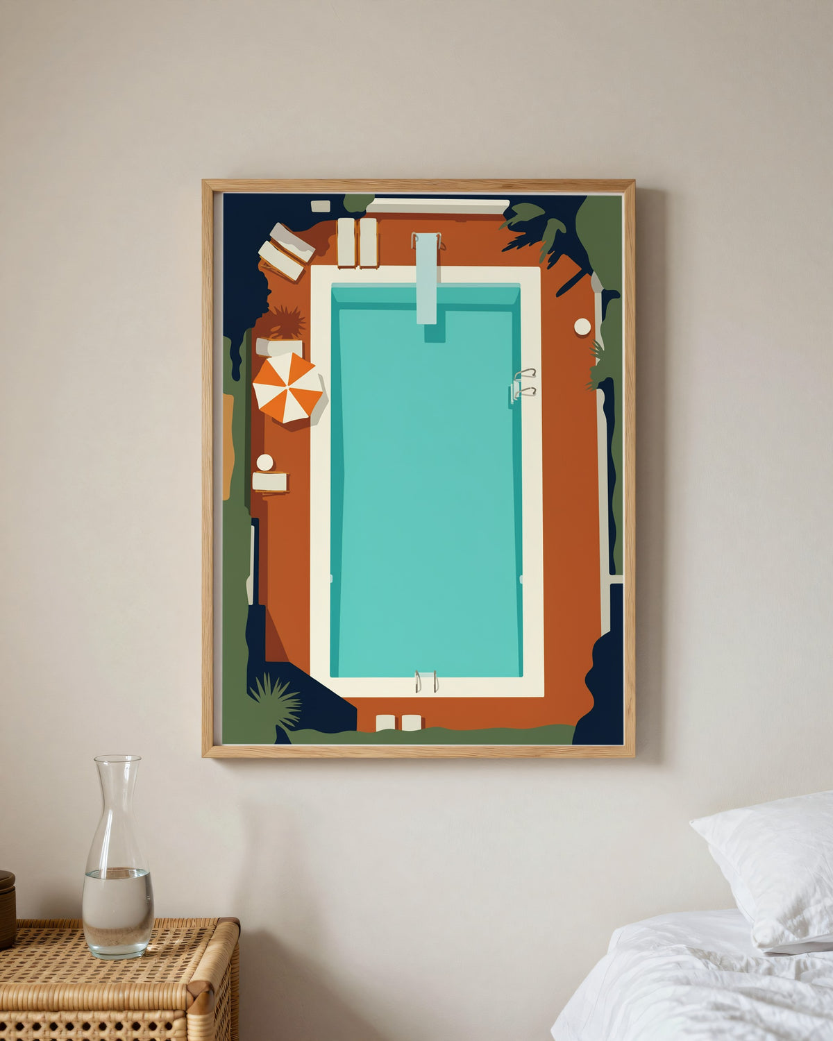 Le Tableau — La Piscine, toile encadrée chêne clair