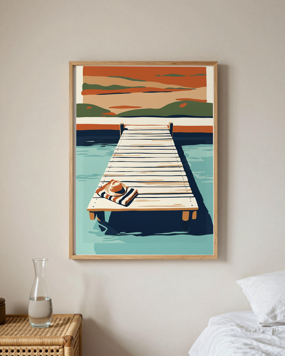 Le Tableau — Le Ponton, toile encadrée chêne clair
