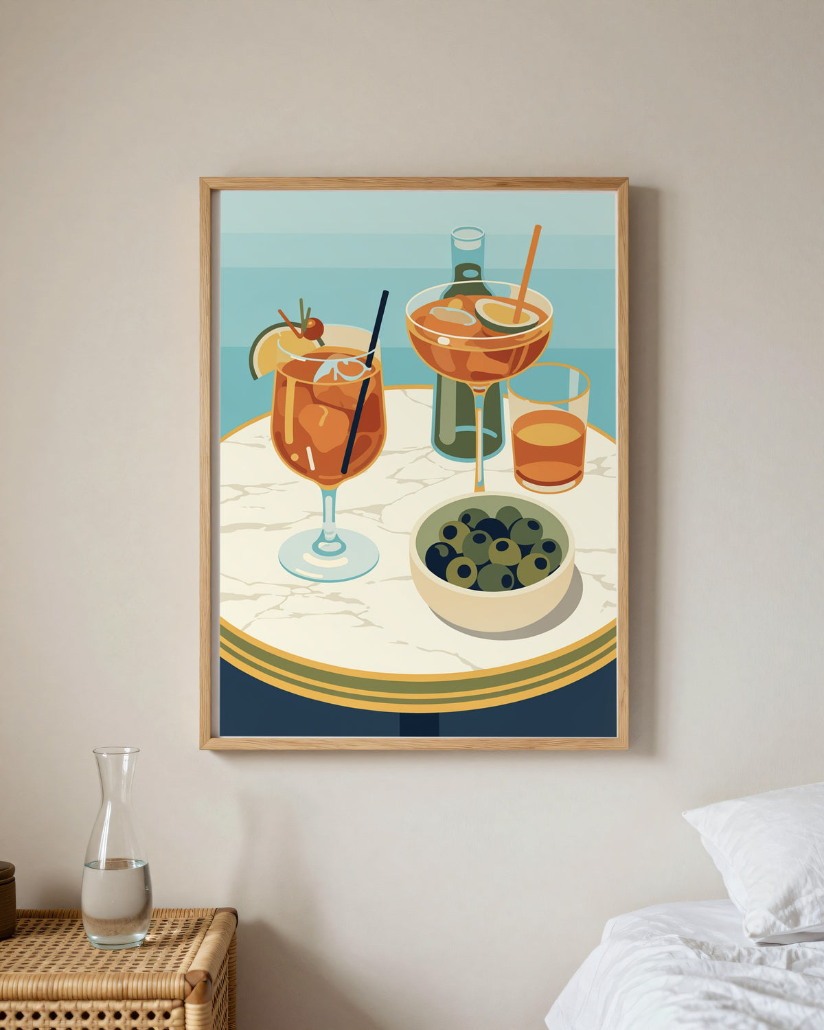 Le Tableau — L'Apéritif, toile encadrée chêne clair