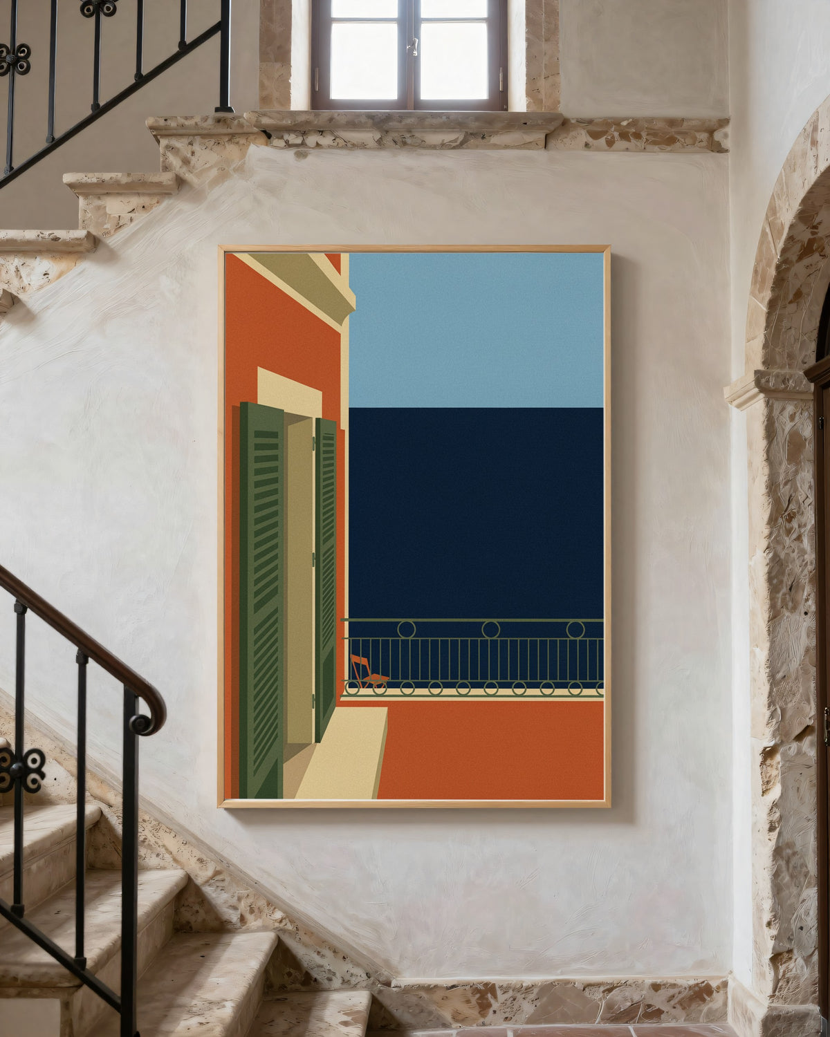 Le Tableau — Le Balcon, toile encadrée chêne clair