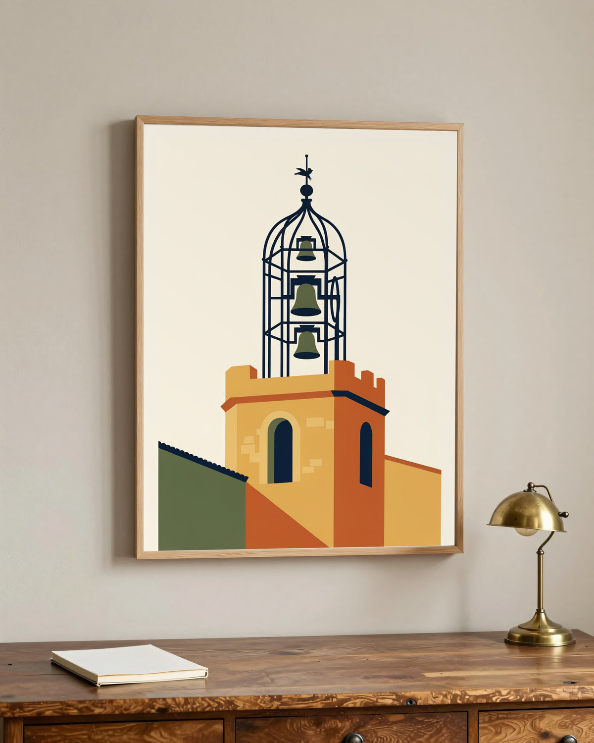 Le Tableau — Le Campanile, toile encadrée chêne clair