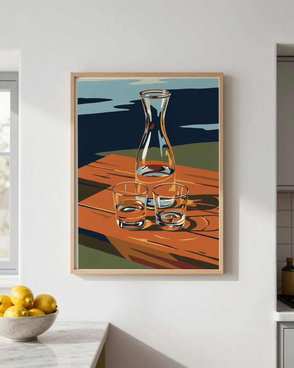 Le Tableau — La Carafe, toile encadrée chêne clair