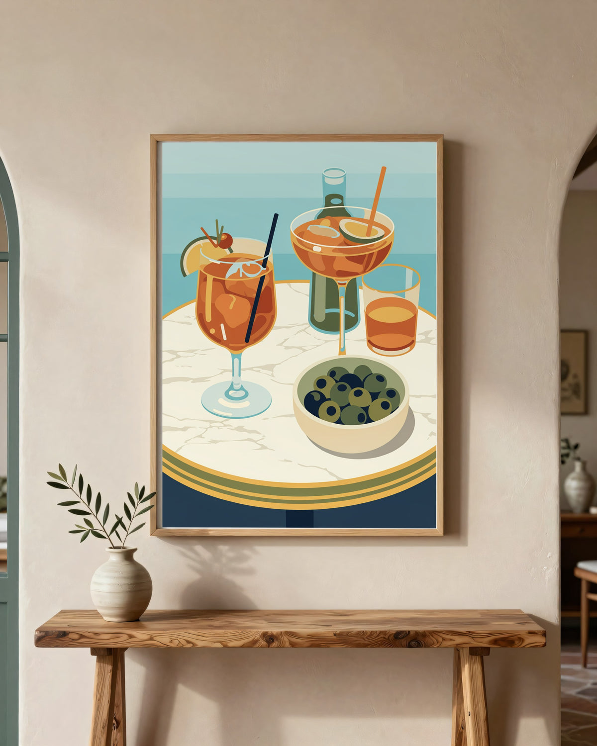 Le Tableau — L'Apéritif, toile encadrée chêne clair