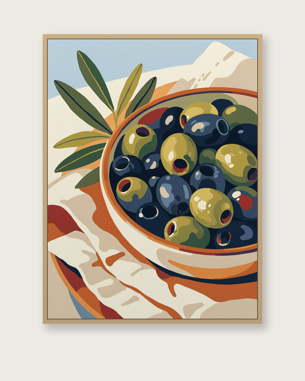 Le Tableau — Les Olives, toile encadrée chêne clair