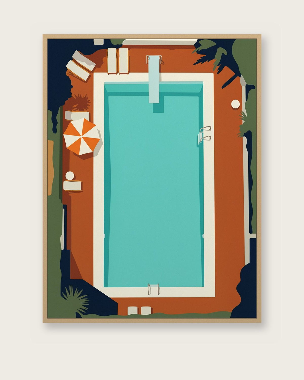 Le Tableau — La Piscine, toile encadrée chêne clair