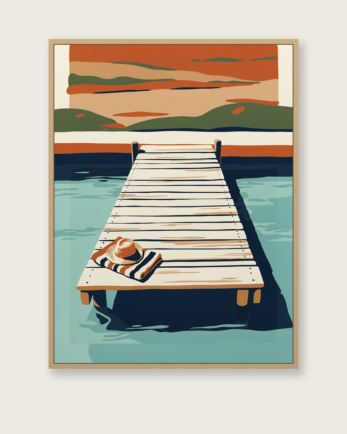 Le Tableau — Le Ponton, toile encadrée chêne clair