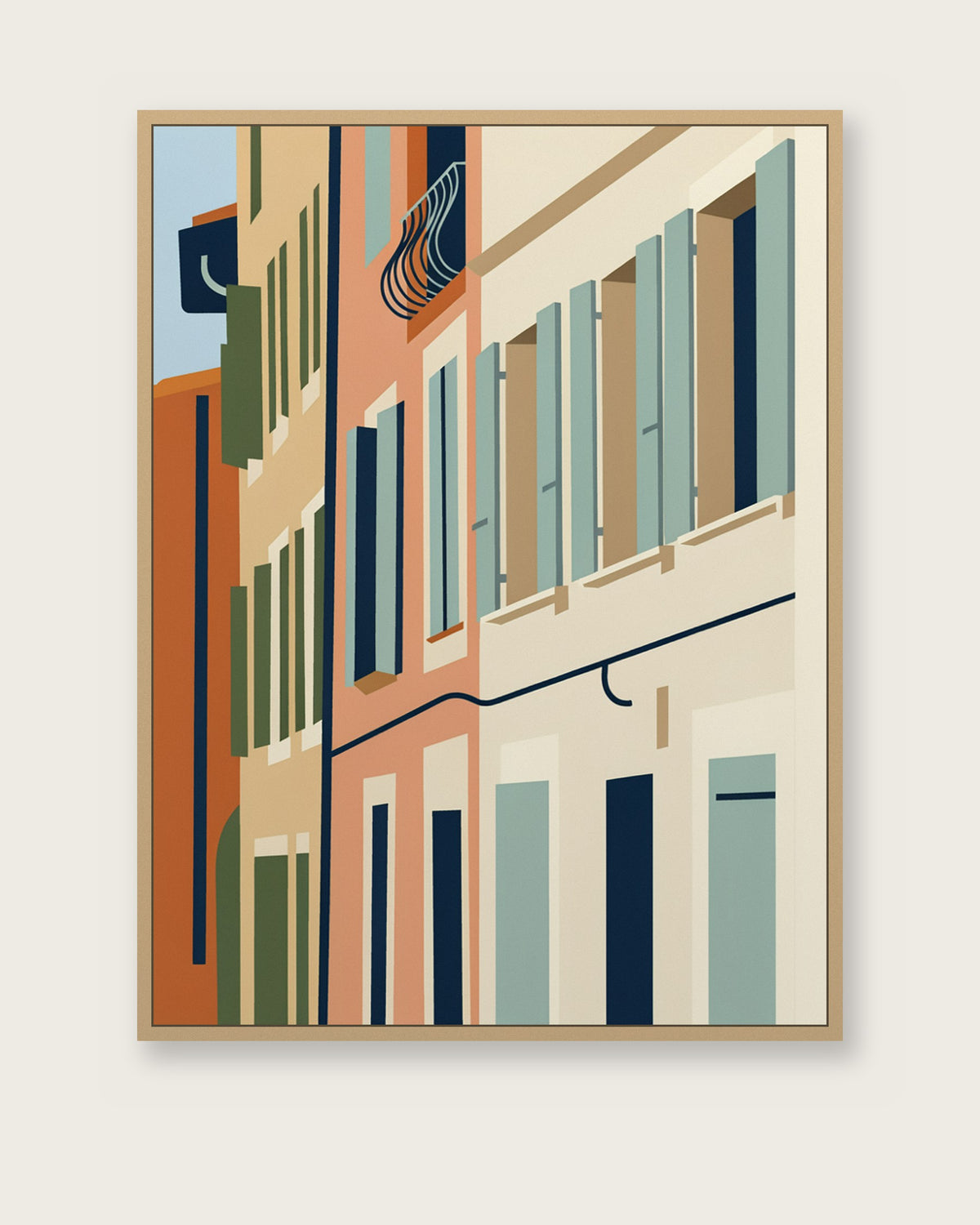 Le Tableau — Les Volets, toile encadrée chêne clair
