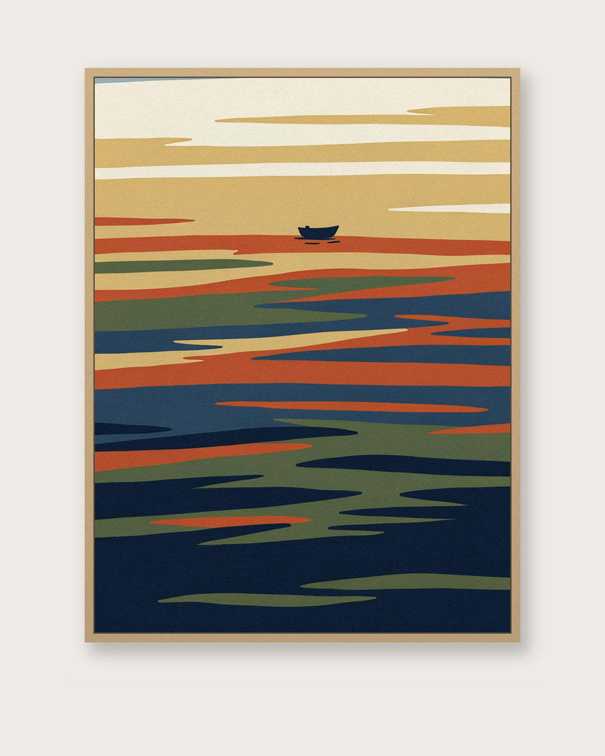 Le Tableau — La Mer, le matin, toile encadrée chêne clair
