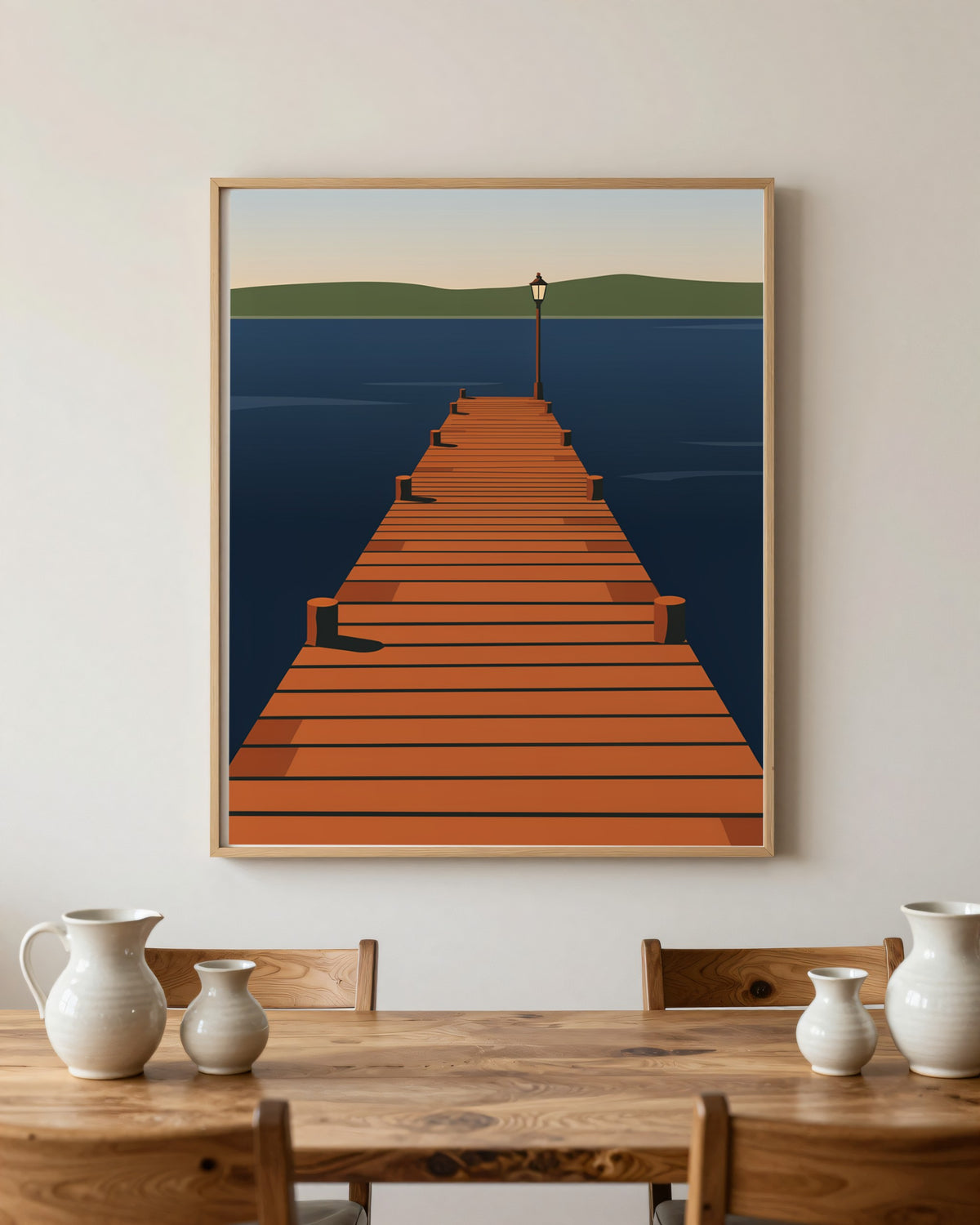 Le Tableau — La Jetée, toile encadrée chêne clair