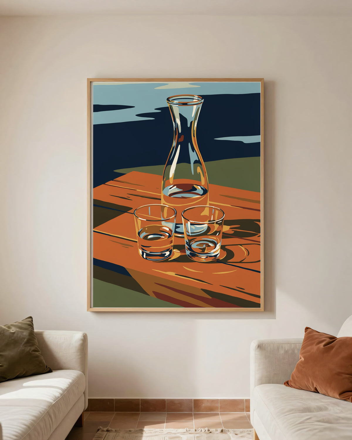 Le Tableau — La Carafe, toile encadrée chêne clair