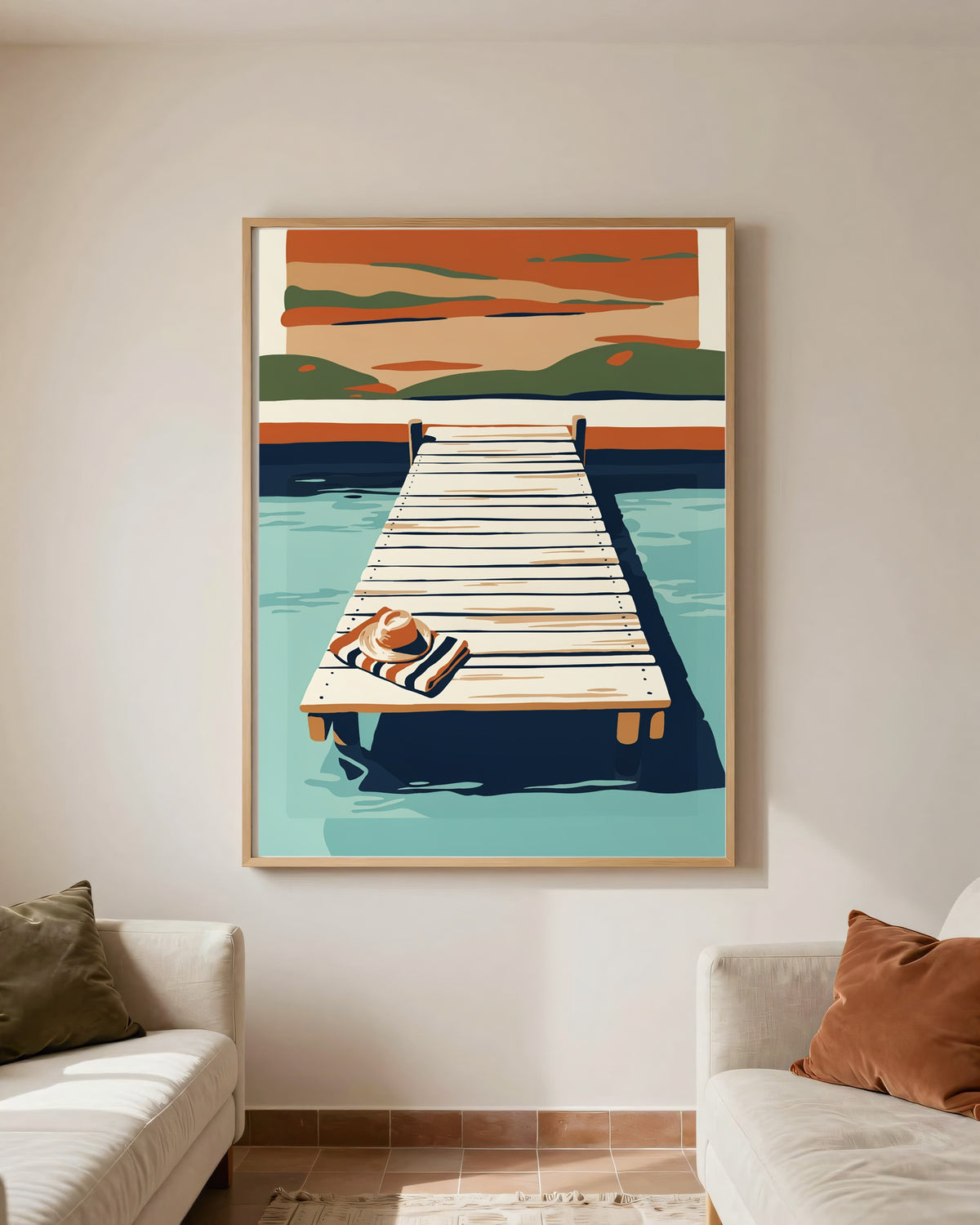 Le Tableau — Le Ponton, toile encadrée chêne clair
