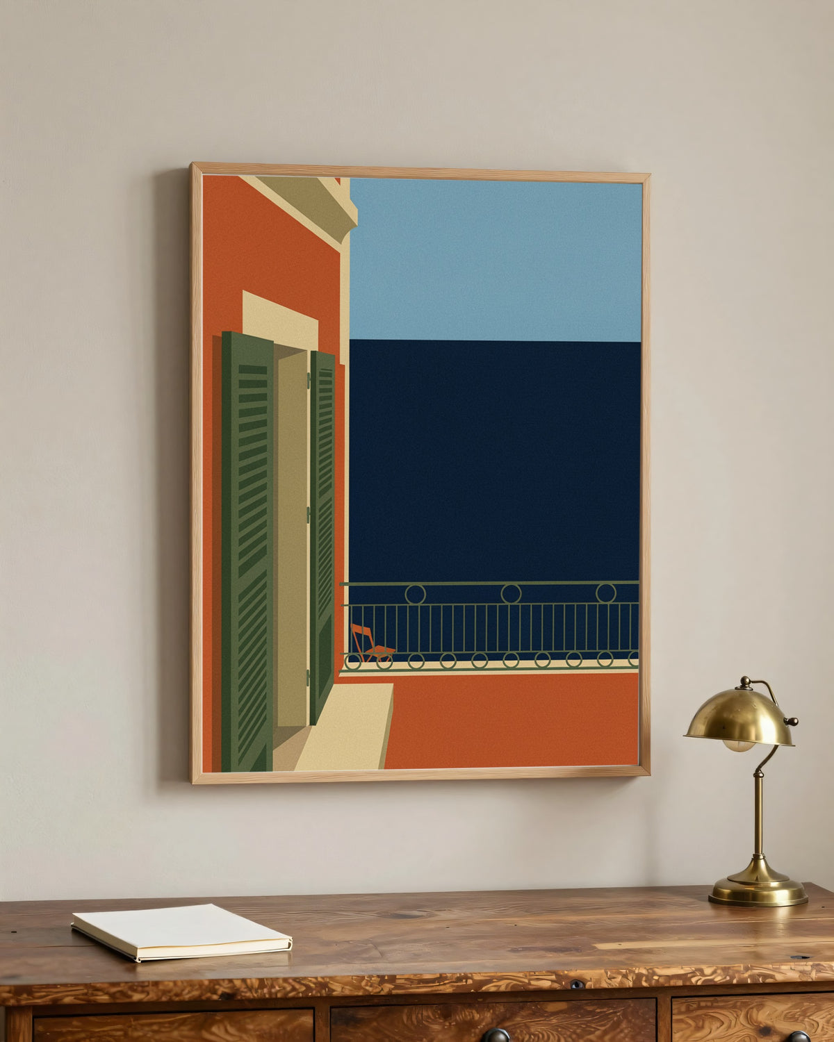 Le Tableau — Le Balcon, toile encadrée chêne clair