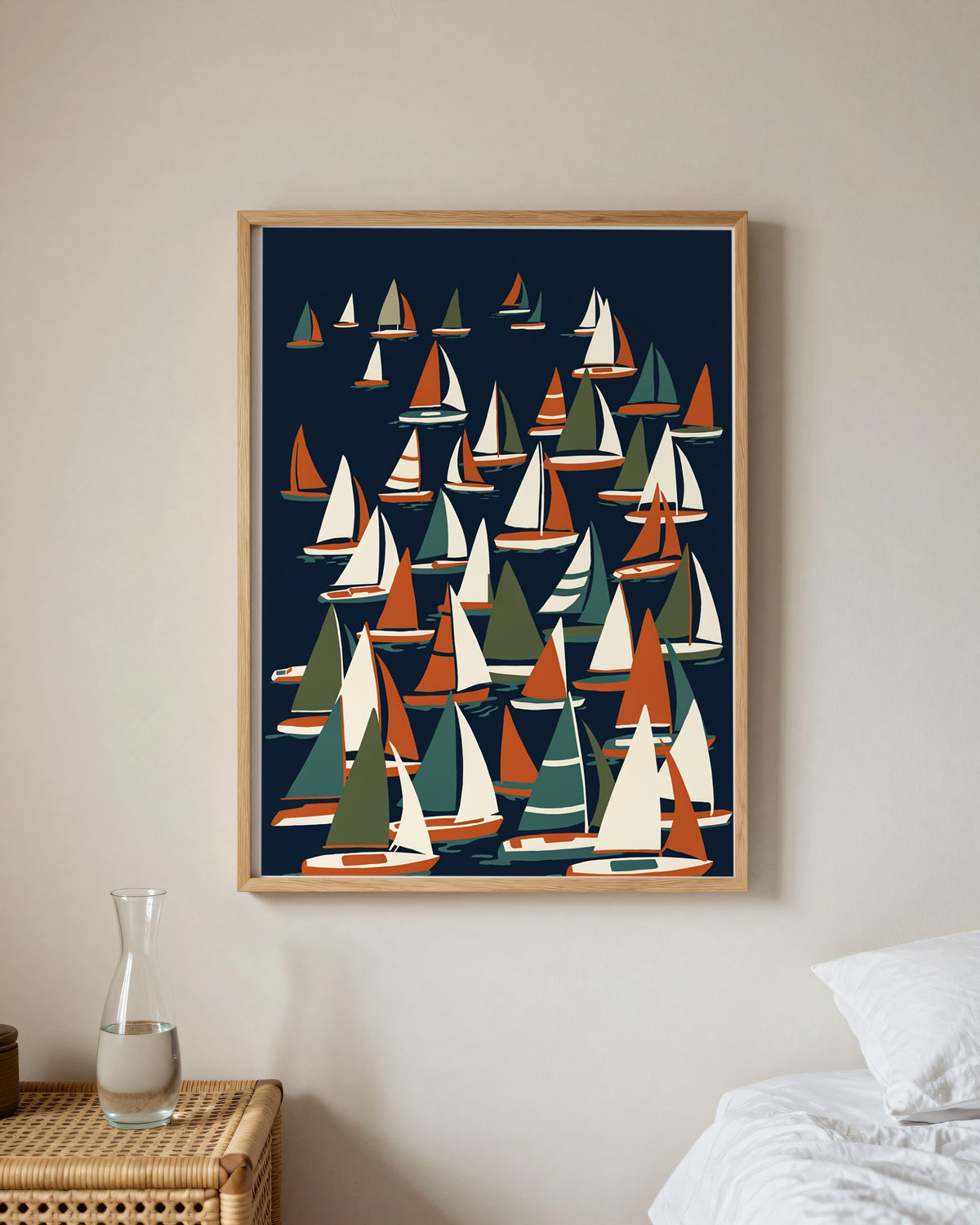 Le Tableau — Le Départ, toile encadrée chêne clair