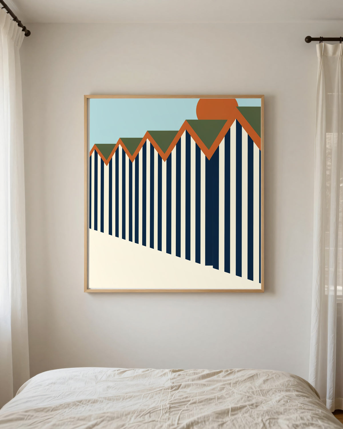 Le Tableau — Les Cabines, toile encadrée chêne clair