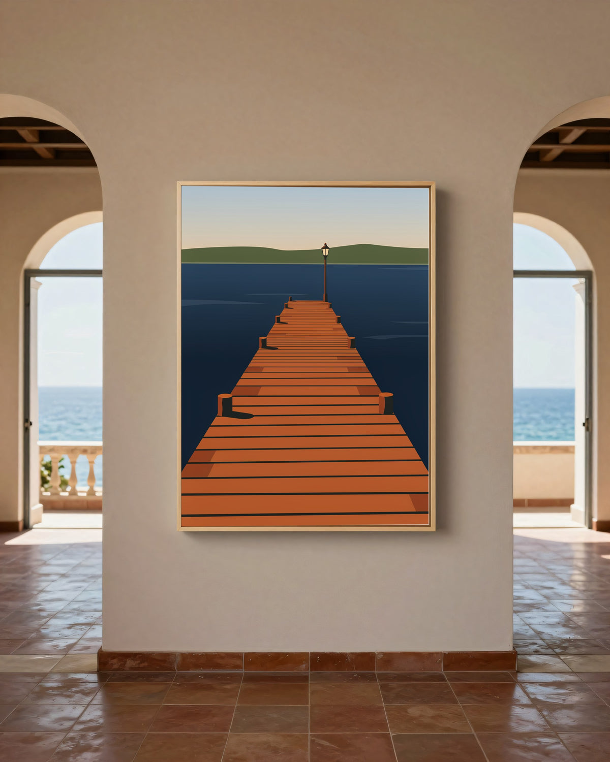 Le Tableau — La Jetée, toile encadrée chêne clair