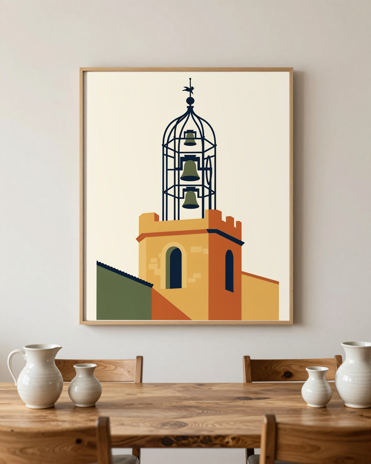 Le Tableau — Le Campanile, toile encadrée chêne clair
