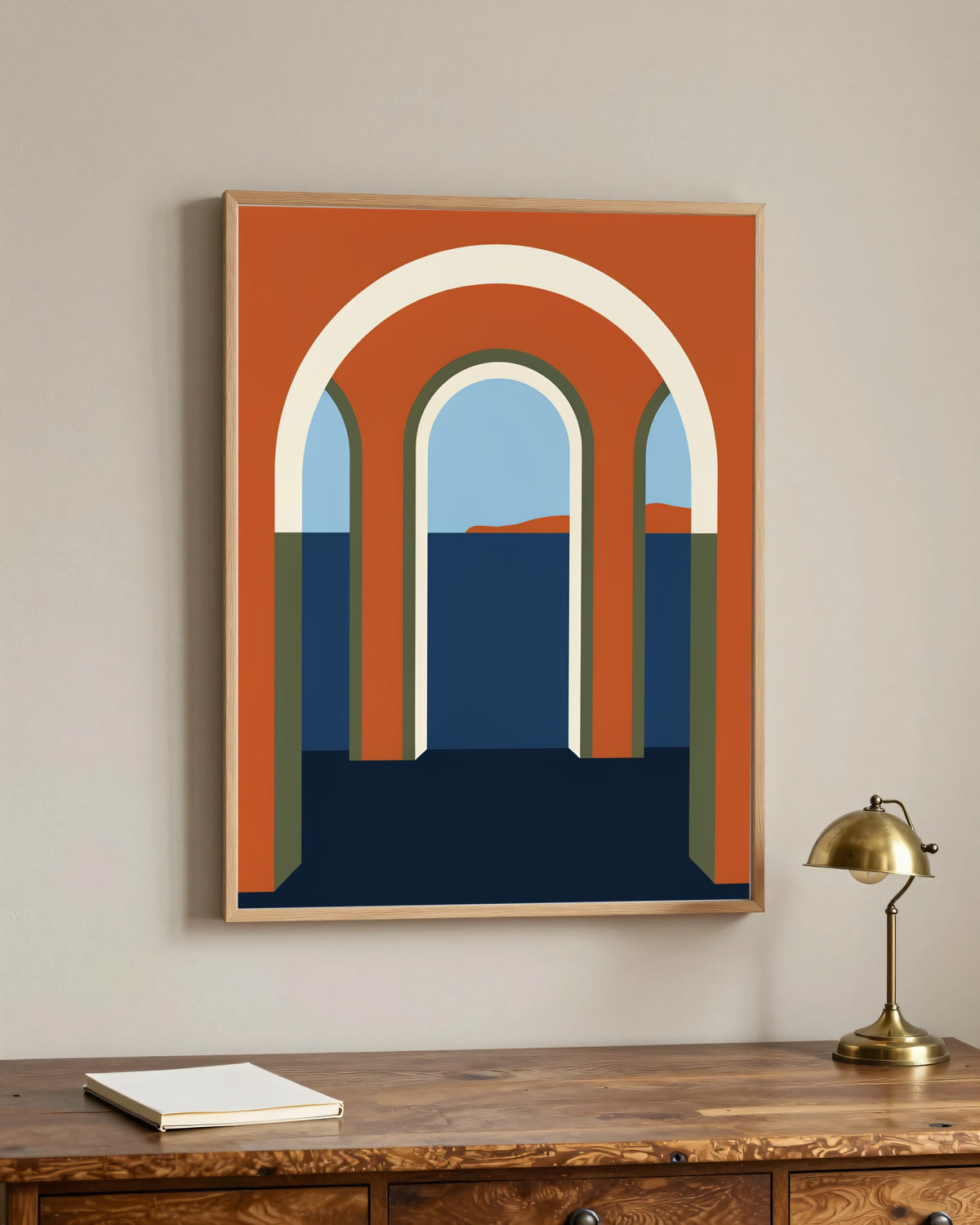 Le Tableau — Les Arches, toile encadrée chêne clair