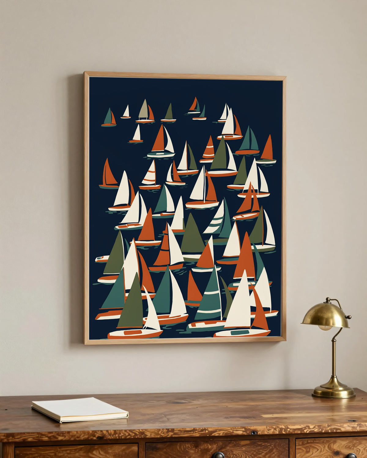 Le Tableau — Le Départ, toile encadrée chêne clair