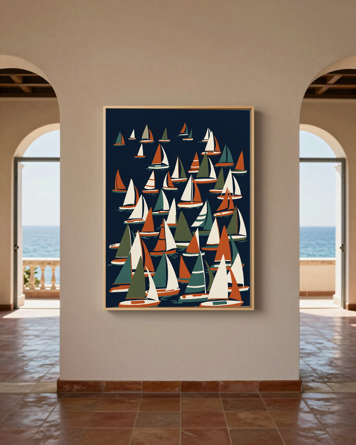 Le Tableau — Le Départ, toile encadrée chêne clair