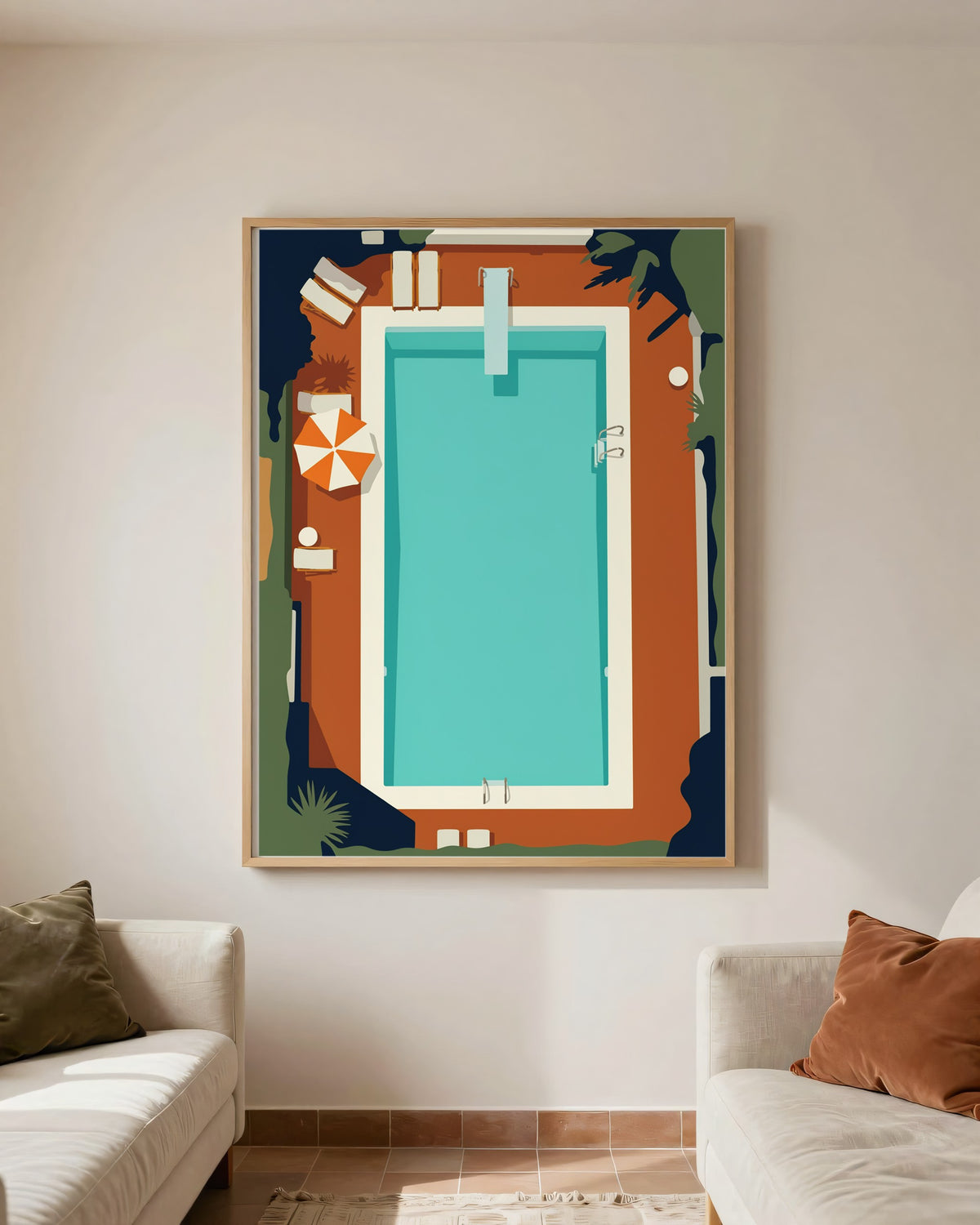 Le Tableau — La Piscine, toile encadrée chêne clair