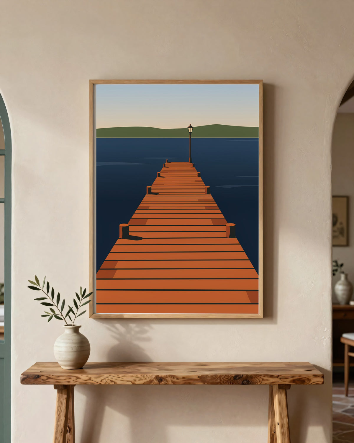 Le Tableau — La Jetée, toile encadrée chêne clair