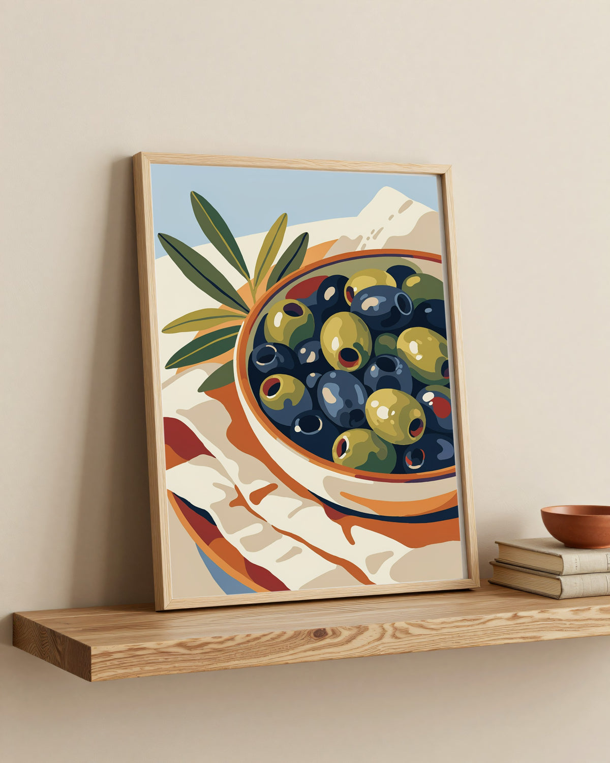 Le Tableau — Les Olives, toile encadrée chêne clair